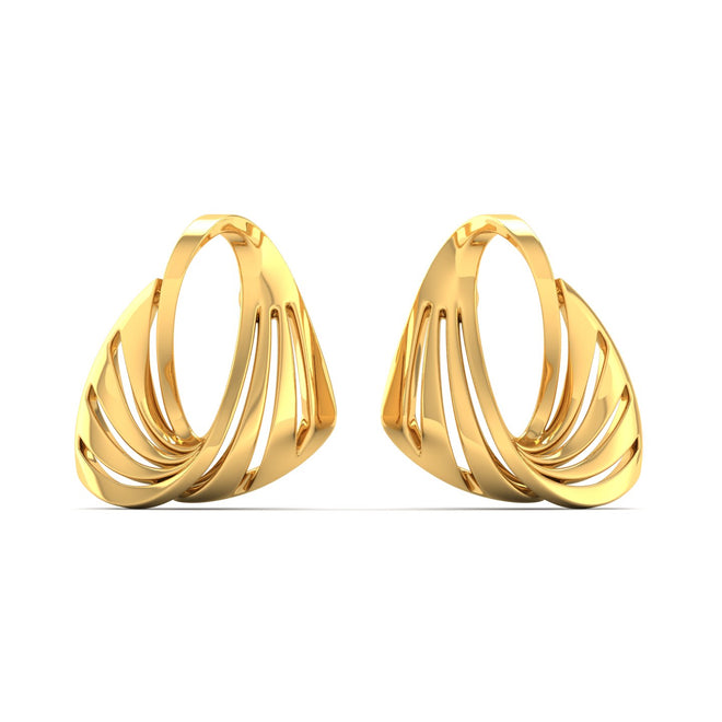 9K Solid Gold Twisted Curved Stud Earrings