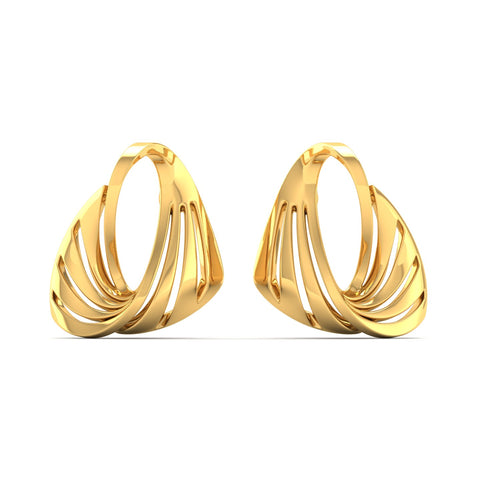 9K Solid Gold Twisted Curved Stud Earrings