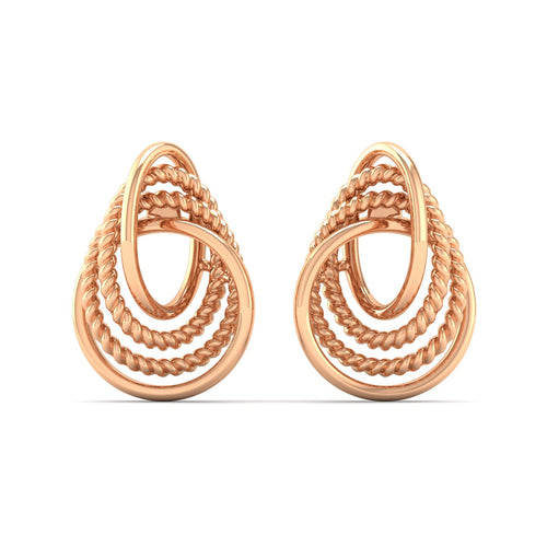 9K Solid Gold Curved Stud Earrings