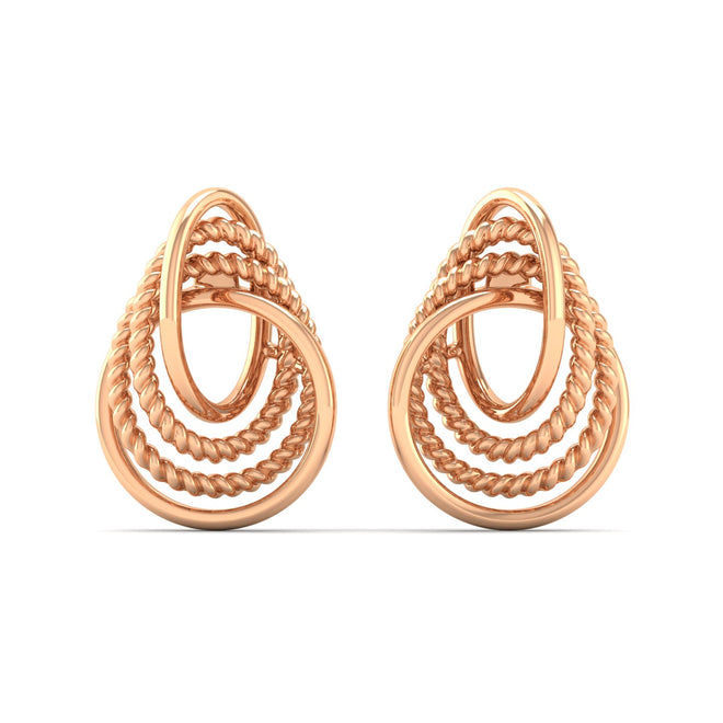 9K Solid Gold Curved Stud Earrings