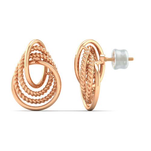 9K Solid Gold Curved Stud Earrings