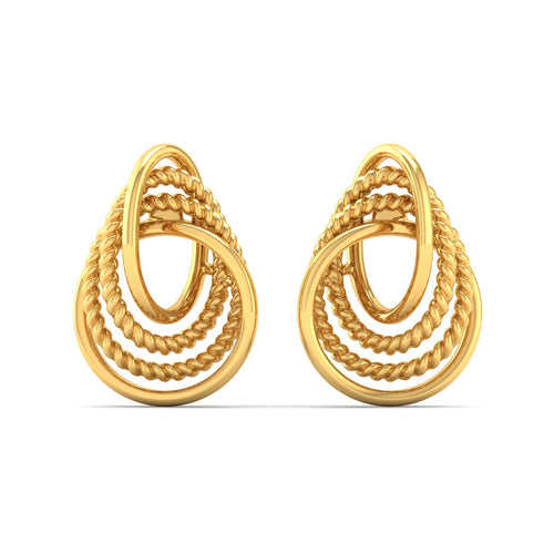 9K Solid Gold Curved Stud Earrings