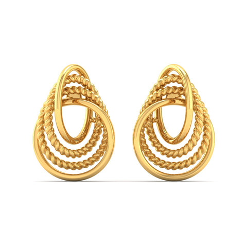 9K Solid Gold Curved Stud Earrings