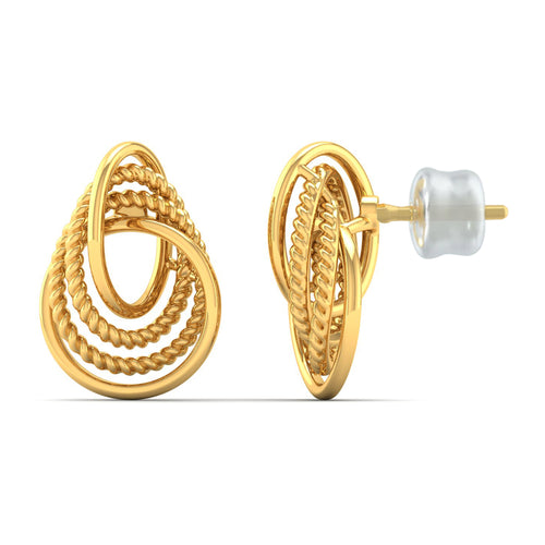 9K Solid Gold Curved Stud Earrings