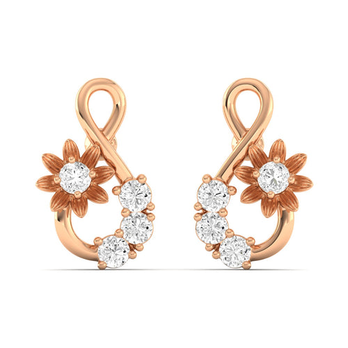 Round Cut Lab Grown Diamond Infinity Stud Earrings