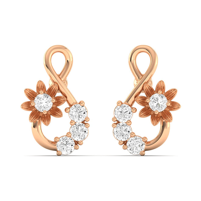 Round Cut Lab Grown Diamond Infinity Stud Earrings