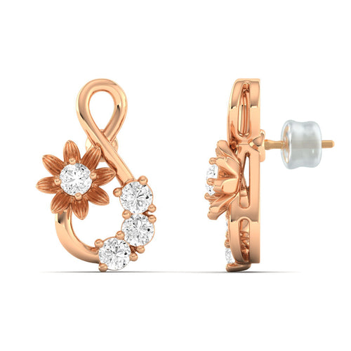 Round Cut Lab Grown Diamond Infinity Stud Earrings