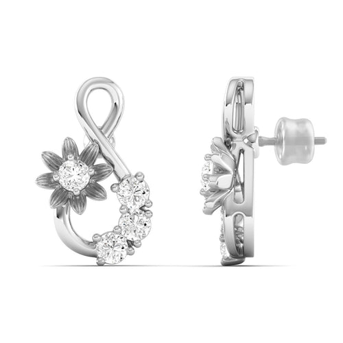 Round Cut Lab Grown Diamond Infinity Stud Earrings
