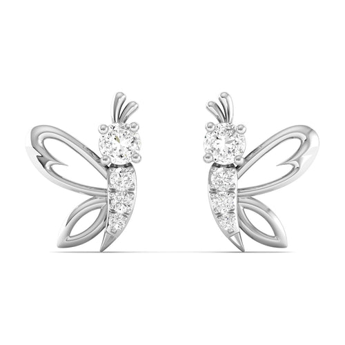 Lab Grown Diamond Butterfly Stud Earrings 9k Solid Gold