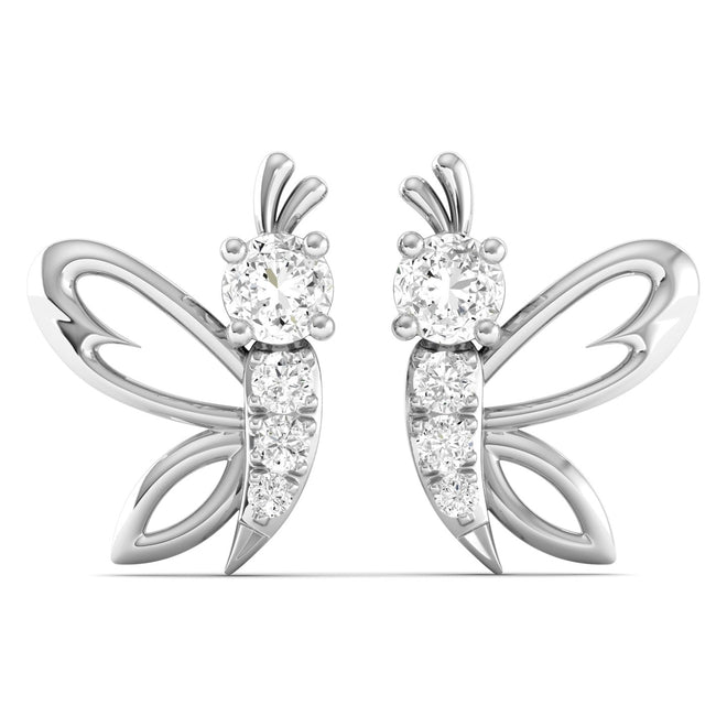 Lab Grown Diamond Butterfly Stud Earrings 9k Solid Gold