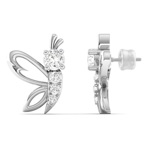 Lab Grown Diamond Butterfly Stud Earrings 9k Solid Gold