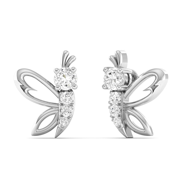 Lab Grown Diamond Butterfly Stud Earrings 9k Solid Gold