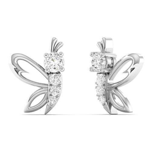 Lab Grown Diamond Butterfly Stud Earrings 9k Solid Gold