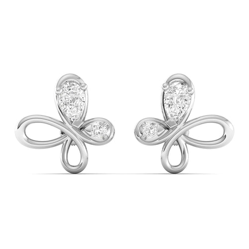 Lab Grown Diamond Flying Butterfly Stud Earrings 9k Solid Gold