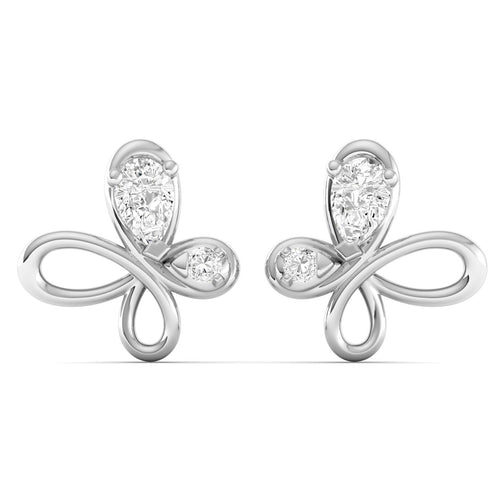Lab Grown Diamond Flying Butterfly Stud Earrings 9k Solid Gold