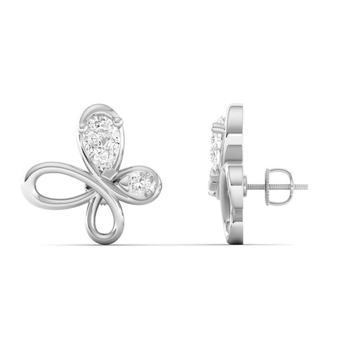 Lab Grown Diamond Flying Butterfly Stud Earrings 9k Solid Gold