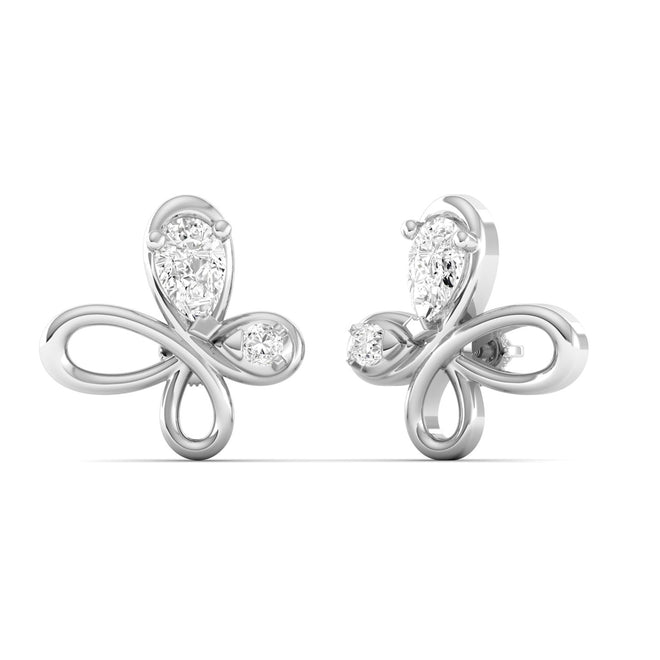 Lab Grown Diamond Flying Butterfly Stud Earrings 9k Solid Gold