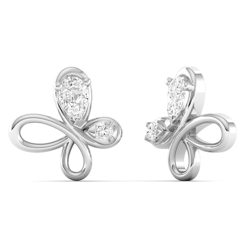 Lab Grown Diamond Flying Butterfly Stud Earrings 9k Solid Gold