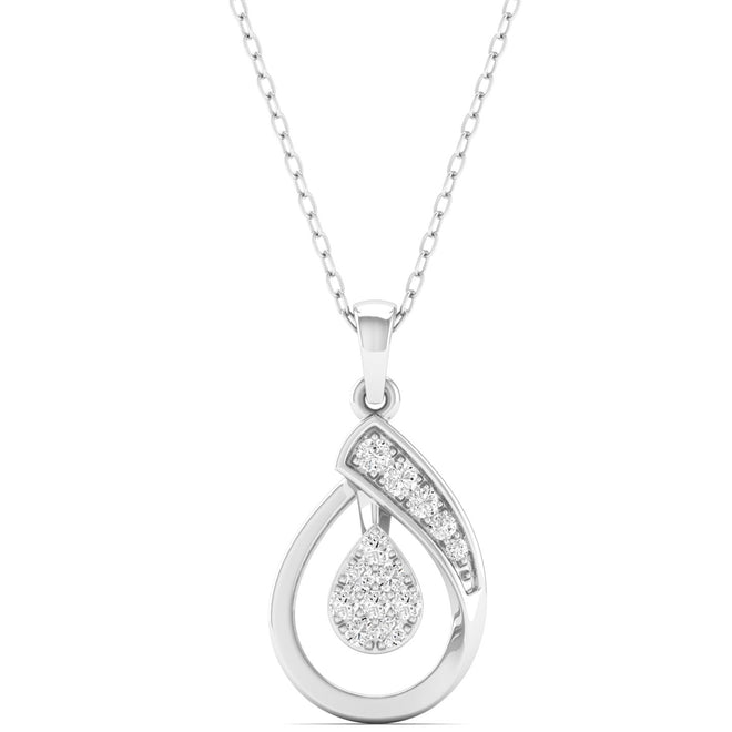 0.13Ct Round Diamond Pear Pendant 9k Solid Gold