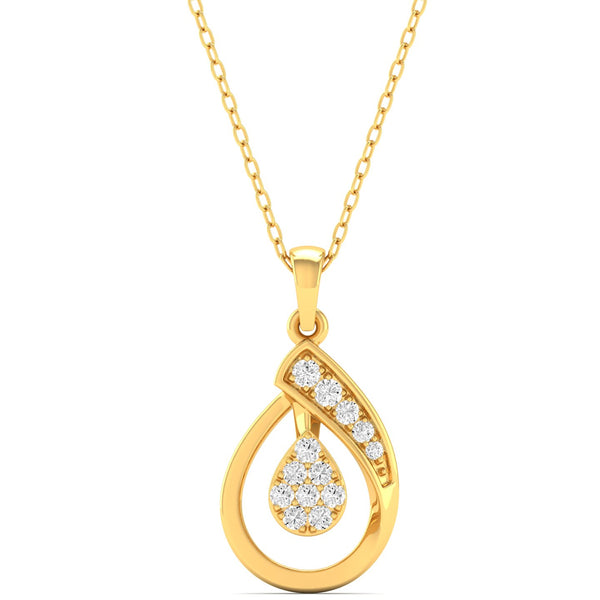 0.13Ct Round Diamond Pear Pendant 9k Solid Gold