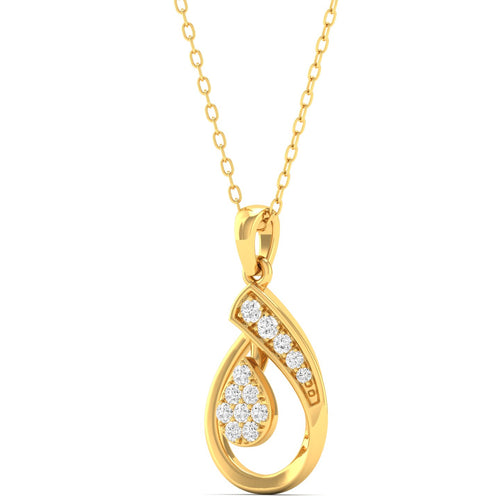0.13Ct Round Diamond Pear Pendant 9k Solid Gold