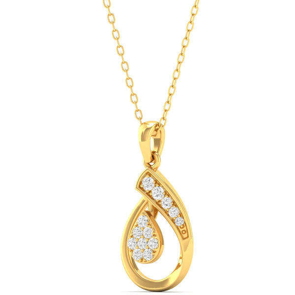 0.13Ct Round Diamond Pear Pendant 9k Solid Gold
