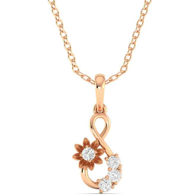 Round Cut Lab Grown Diamond Infinity Twisted Pendant 9k Solid Gold