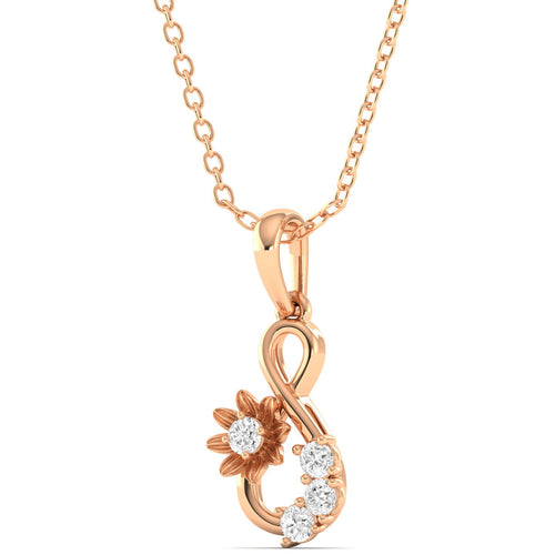 Round Cut Lab Grown Diamond Infinity Twisted Pendant 9k Solid Gold