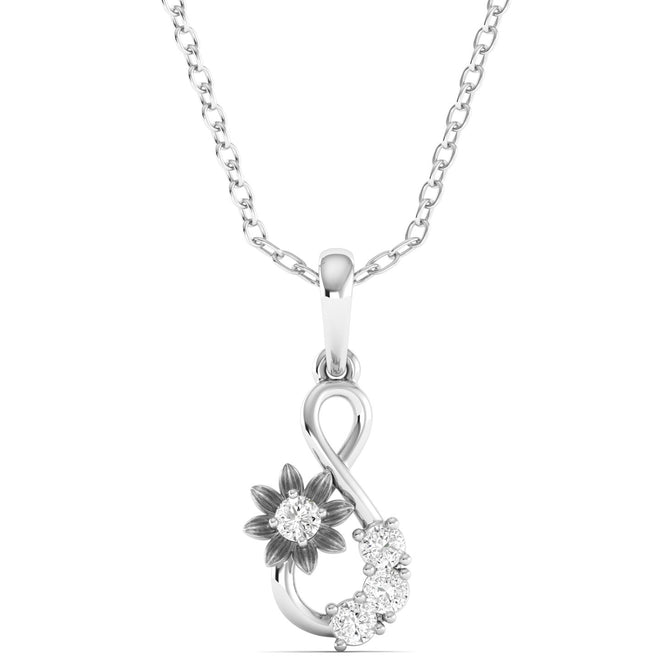 Round Cut Lab Grown Diamond Infinity Twisted Pendant 9k Solid Gold