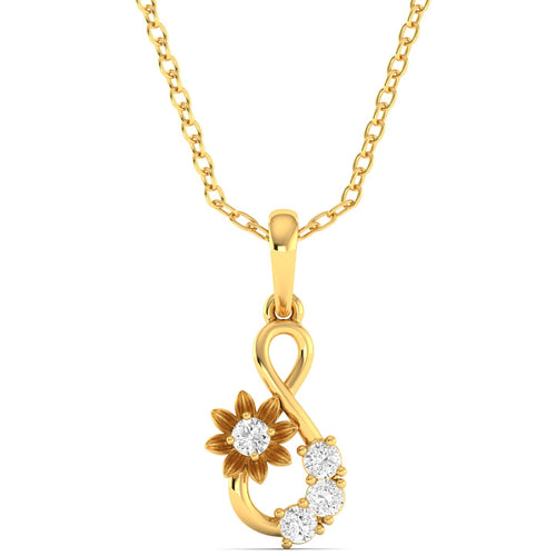Round Cut Lab Grown Diamond Infinity Twisted Pendant 9k Solid Gold