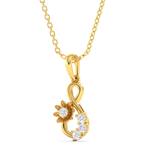 Round Cut Lab Grown Diamond Infinity Twisted Pendant 9k Solid Gold
