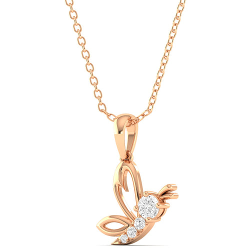 Round Lab Grown Diamond Butterfly Pendant 9k Solid Gold