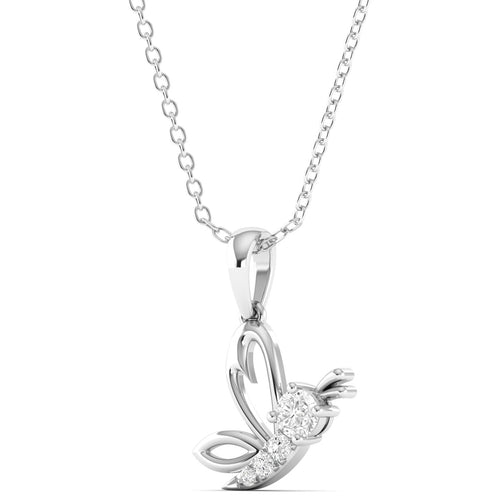 Round Lab Grown Diamond Butterfly Pendant 9k Solid Gold