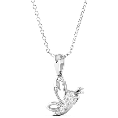 Round Lab Grown Diamond Butterfly Pendant 9k Solid Gold