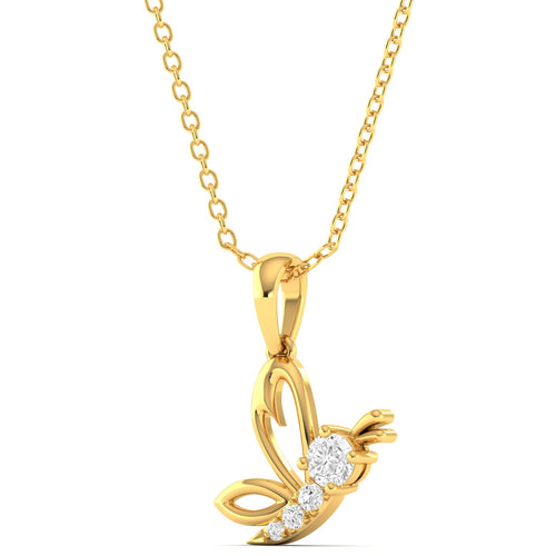 Round Lab Grown Diamond Butterfly Pendant 9k Solid Gold