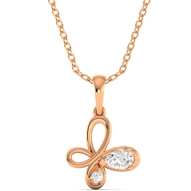 Lab Grown Diamond Butterfly Pendant 9k Solid Gold