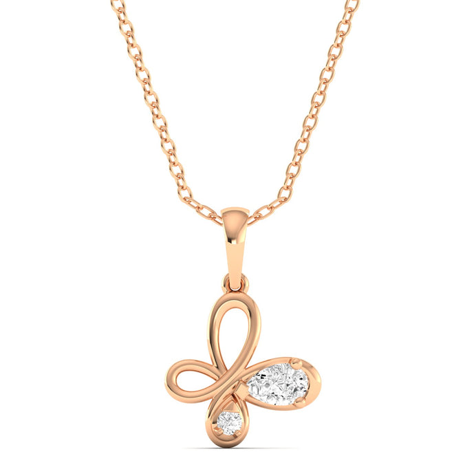 Lab Grown Diamond Butterfly Pendant 9k Solid Gold