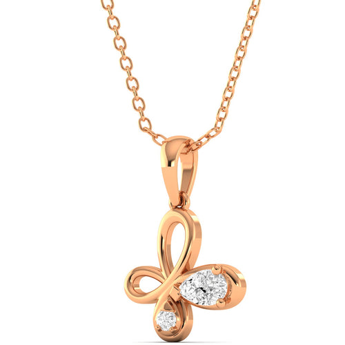 Lab Grown Diamond Butterfly Pendant 9k Solid Gold