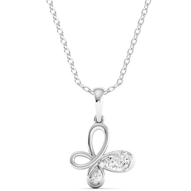 Lab Grown Diamond Butterfly Pendant 9k Solid Gold