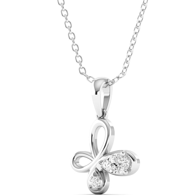 Lab Grown Diamond Butterfly Pendant 9k Solid Gold