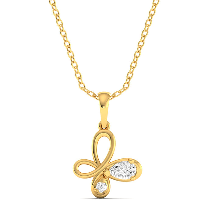 Lab Grown Diamond Butterfly Pendant 9k Solid Gold