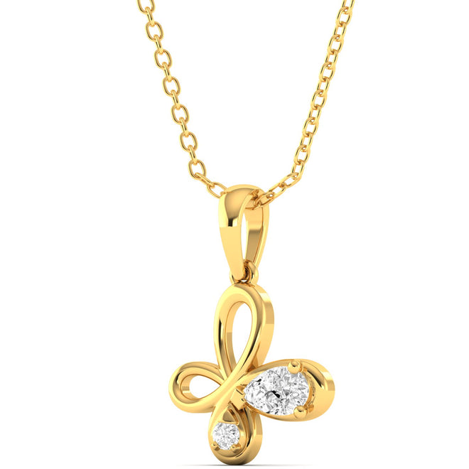 Lab Grown Diamond Butterfly Pendant 9k Solid Gold