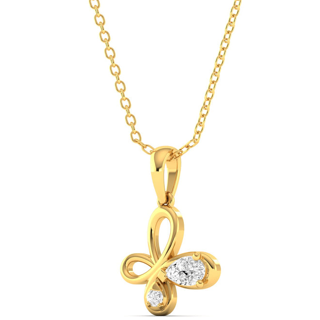 Lab Grown Diamond Butterfly Pendant 9k Solid Gold