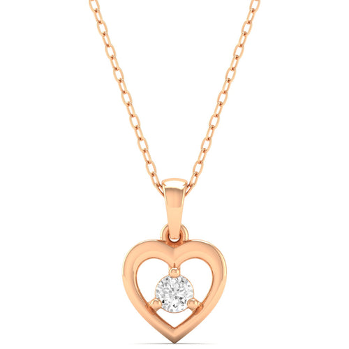 0.09Ct Round Diamond Heart Pendant 9k Solid Gold