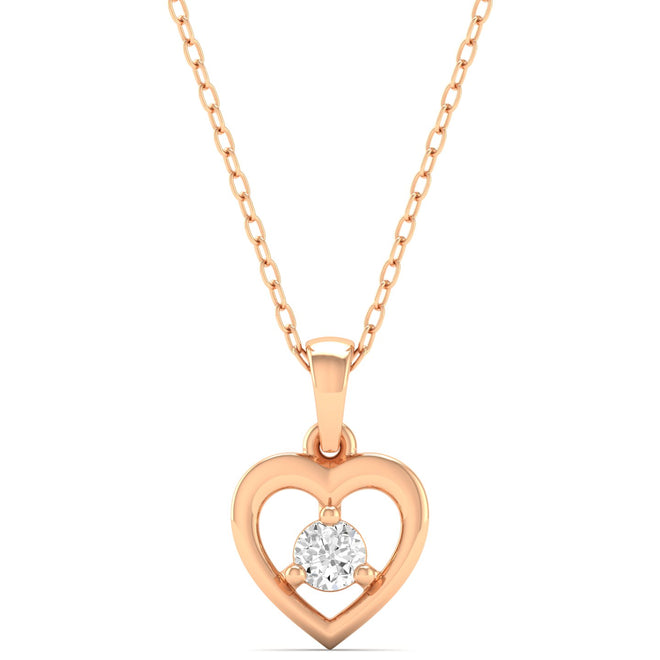 0.09Ct Round Diamond Heart Pendant 9k Solid Gold