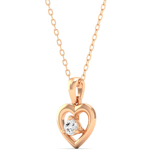 0.09Ct Round Diamond Heart Pendant 9k Solid Gold