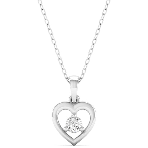 0.09Ct Round Diamond Heart Pendant 9k Solid Gold