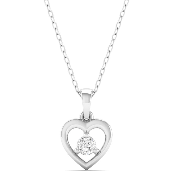 0.09Ct Round Diamond Heart Pendant 9k Solid Gold