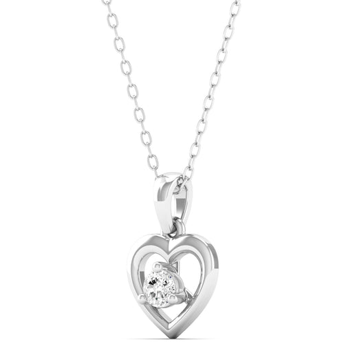 0.09Ct Round Diamond Heart Pendant 9k Solid Gold