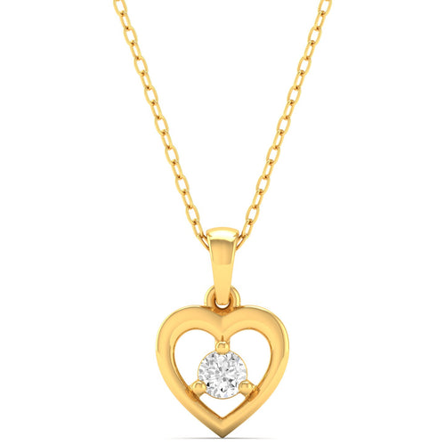 0.09Ct Round Diamond Heart Pendant 9k Solid Gold